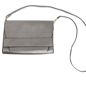 Summer & Rose Celine convertible envelope crossbody clutch purse metallic silver